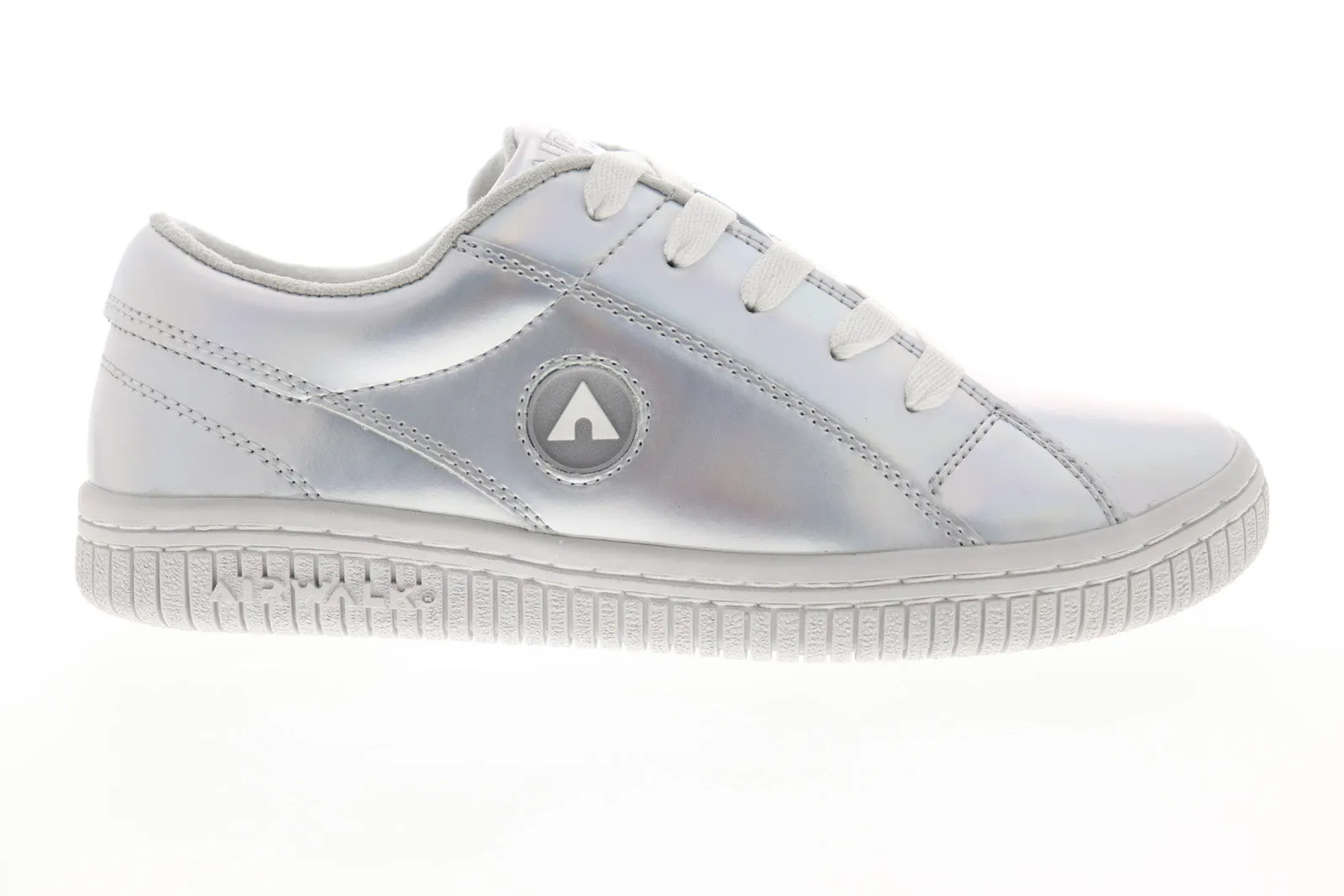 Airwalk Pearl AW19863 Womens Silver Gray Leather Low Top Skate Sneakers Shoes