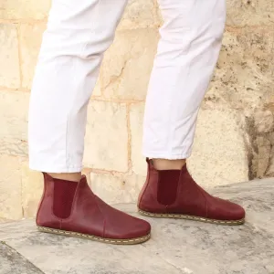 Chelsea Barefoot Boots Burgundy Handmade Women's