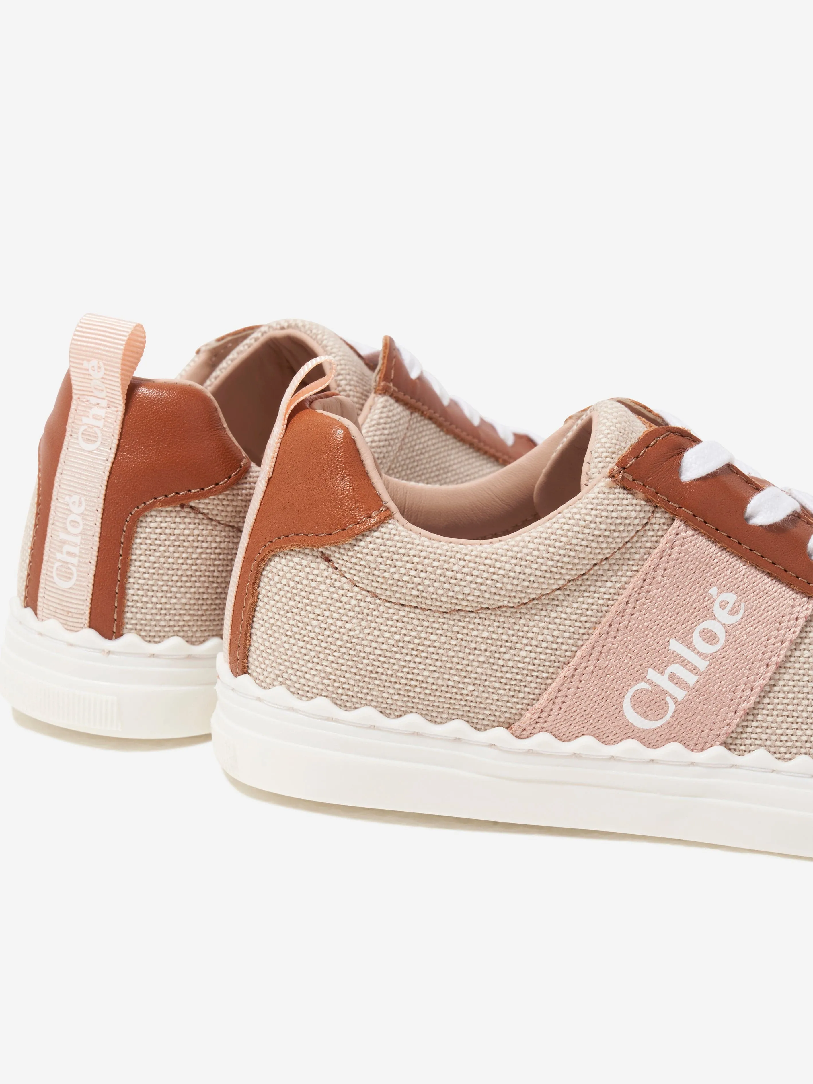 Chloé Girls Logo Trainers in Beige