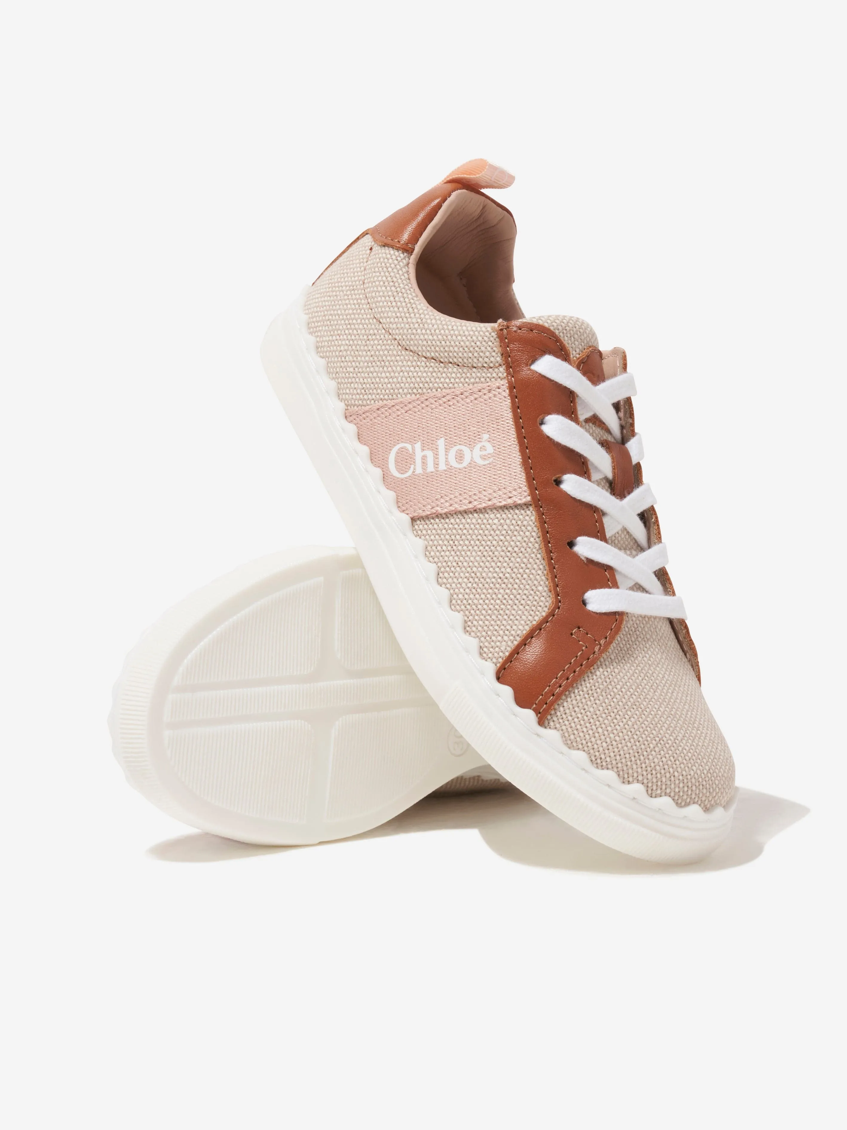 Chloé Girls Logo Trainers in Beige