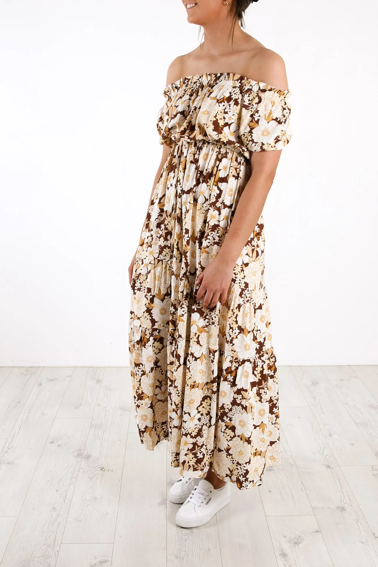 Cubana Maxi Dress Brown Floral