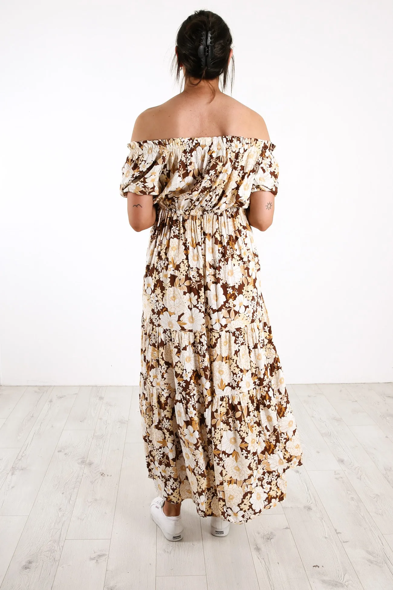 Cubana Maxi Dress Brown Floral