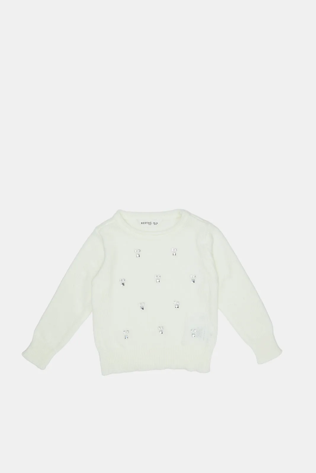 Infant Girls Cream Embellished Pullover