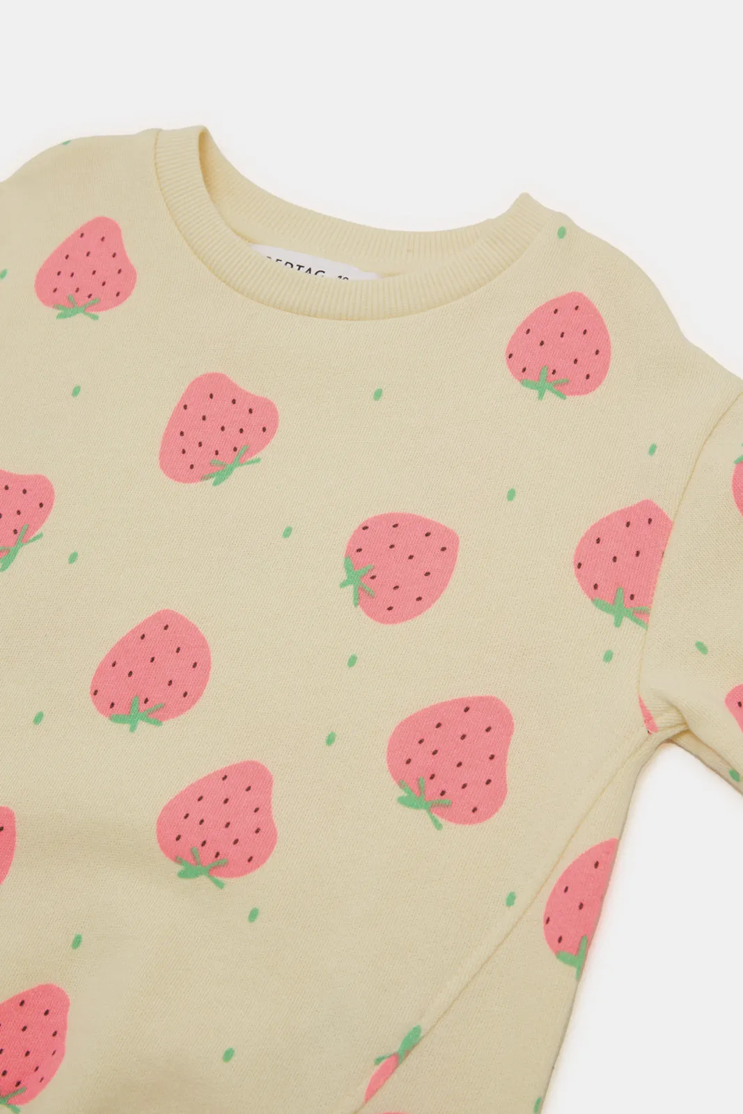 Infant Girls Ivory Strawberry Print Sweatshirt