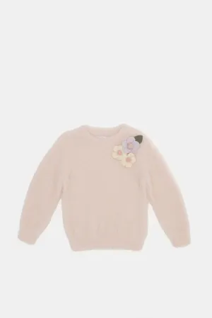 Infant Girls Pink Embroidered Pullover