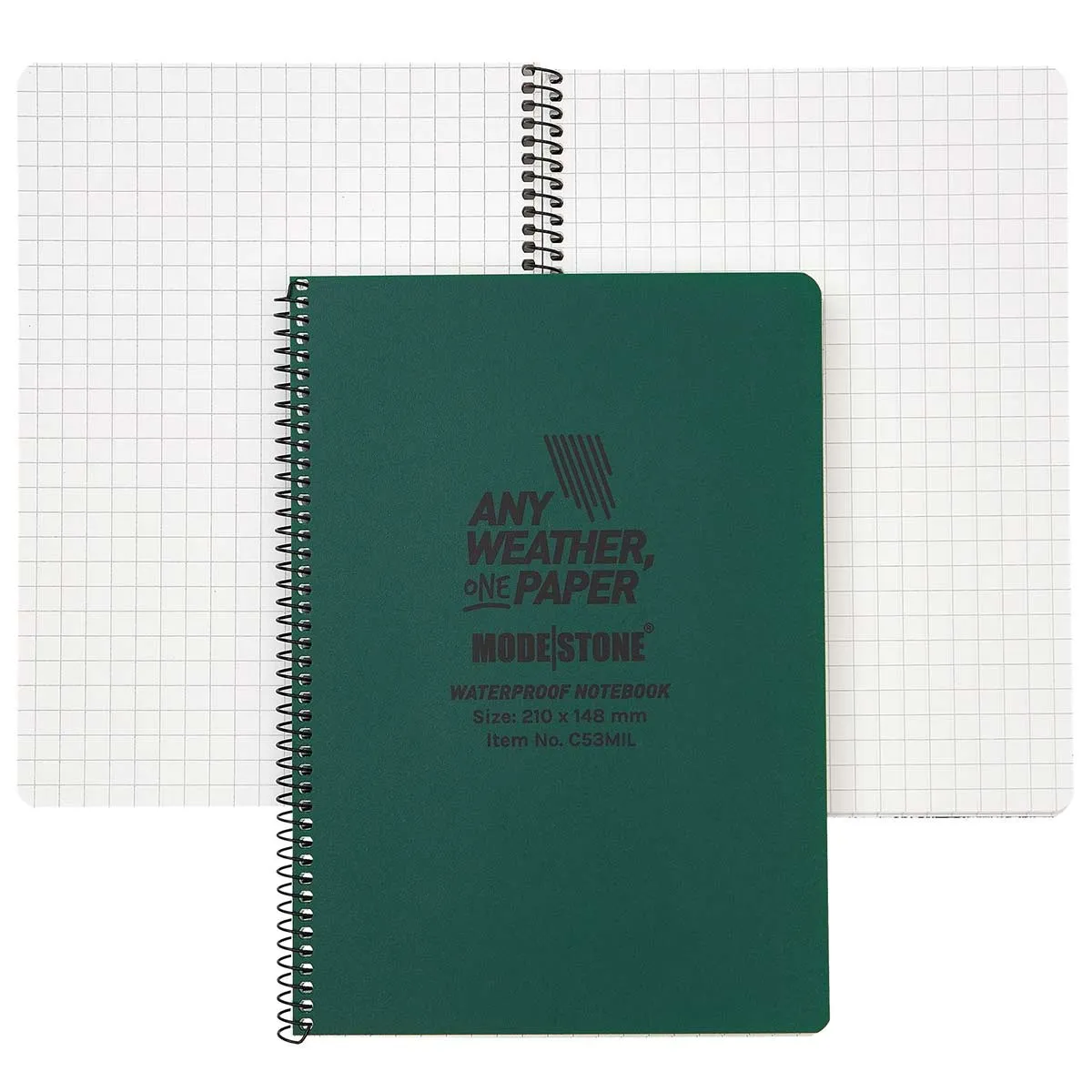 Modestone Side Spiral Waterproof Notebook A5 - Green