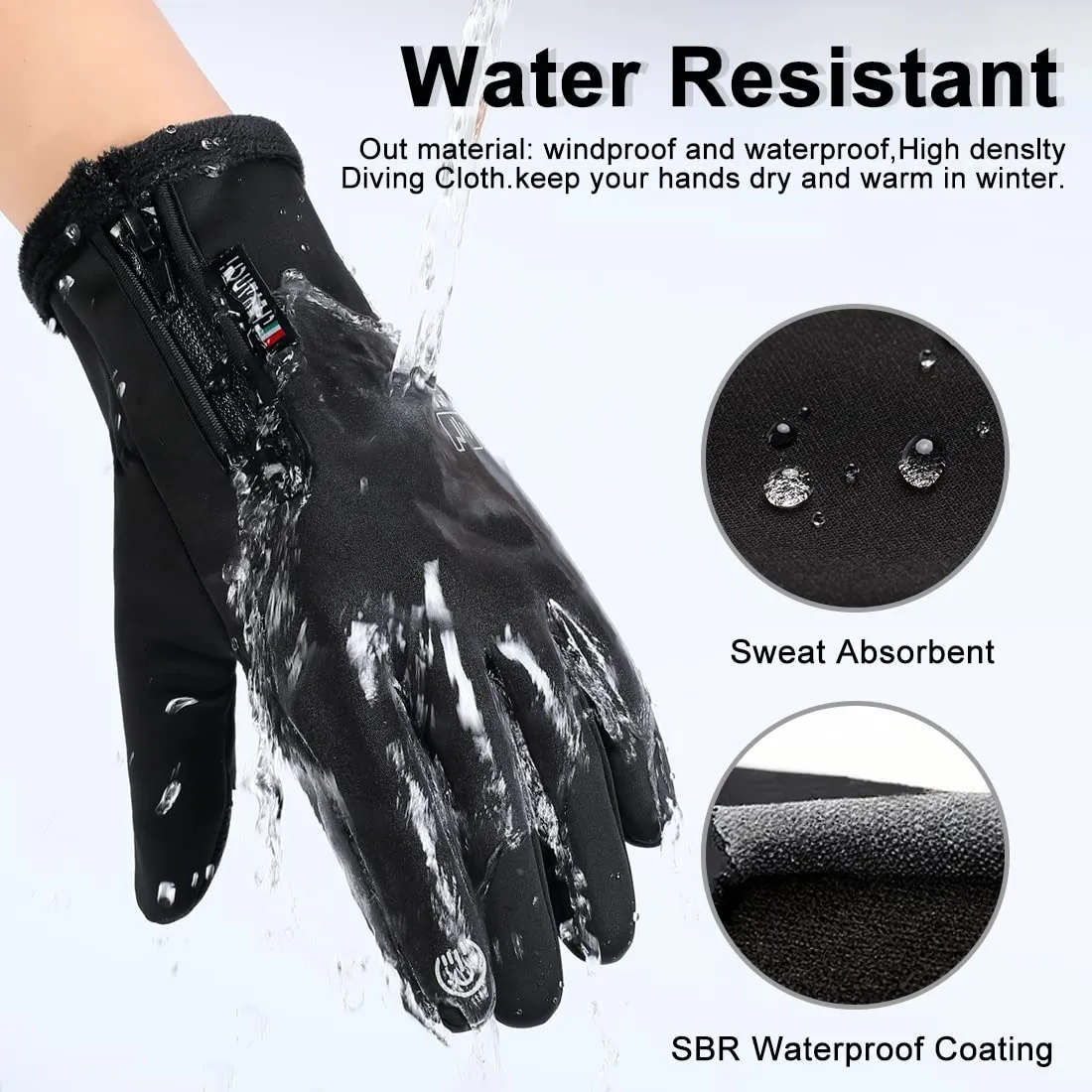 NewDoar Winter Gloves Touch Screen, Windproof Snow Gloves