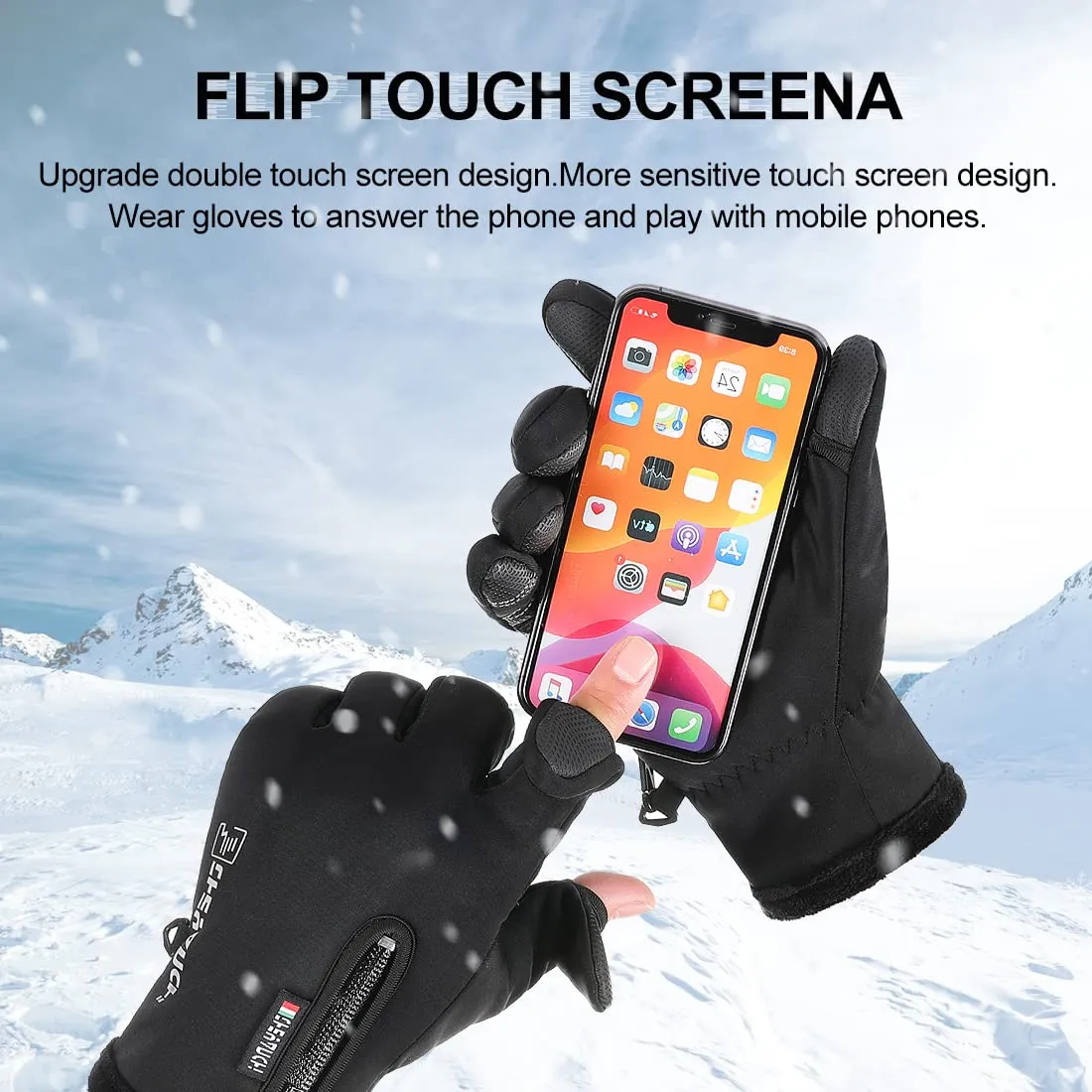 NewDoar Winter Gloves Touch Screen, Windproof Snow Gloves