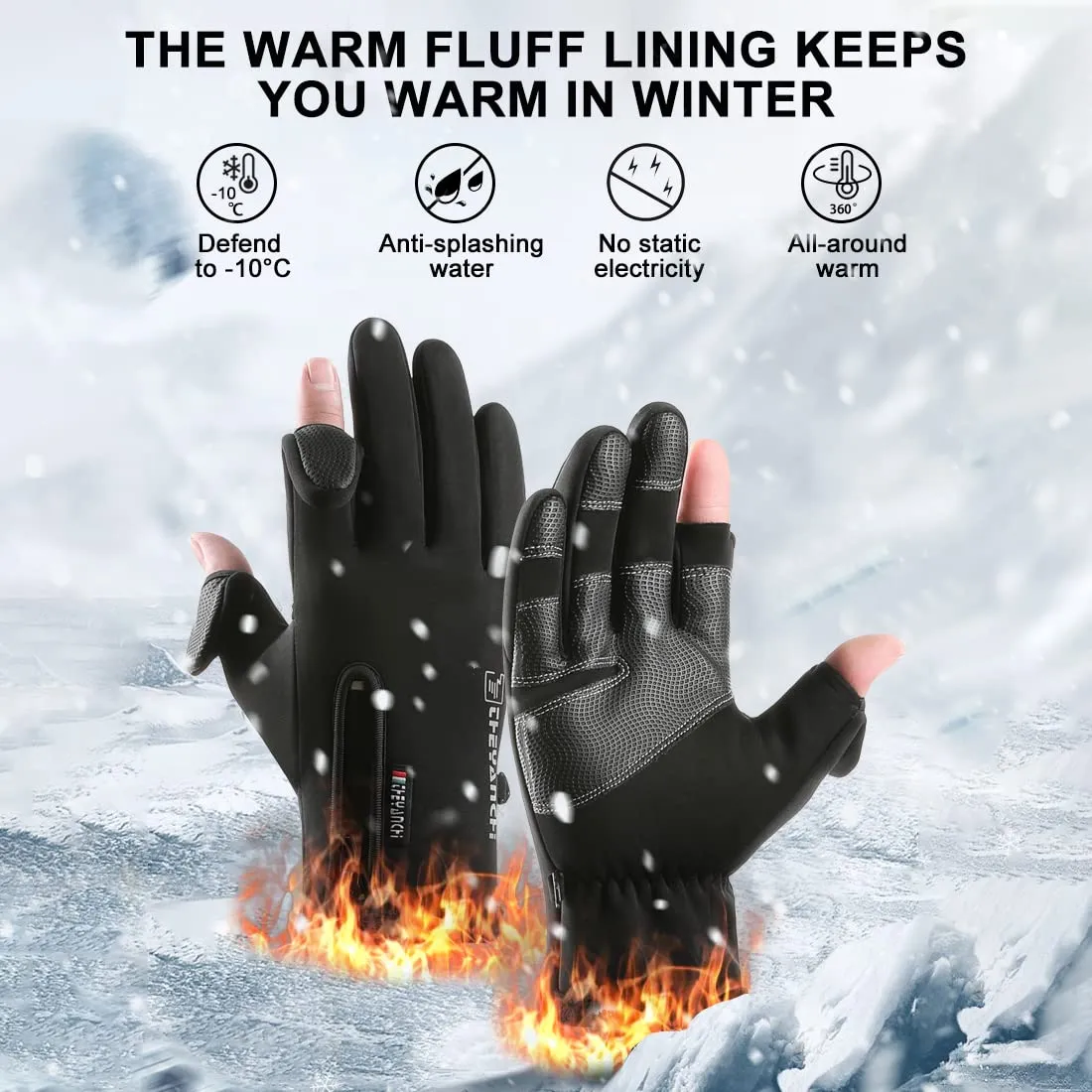 NewDoar Winter Gloves Touch Screen, Windproof Snow Gloves