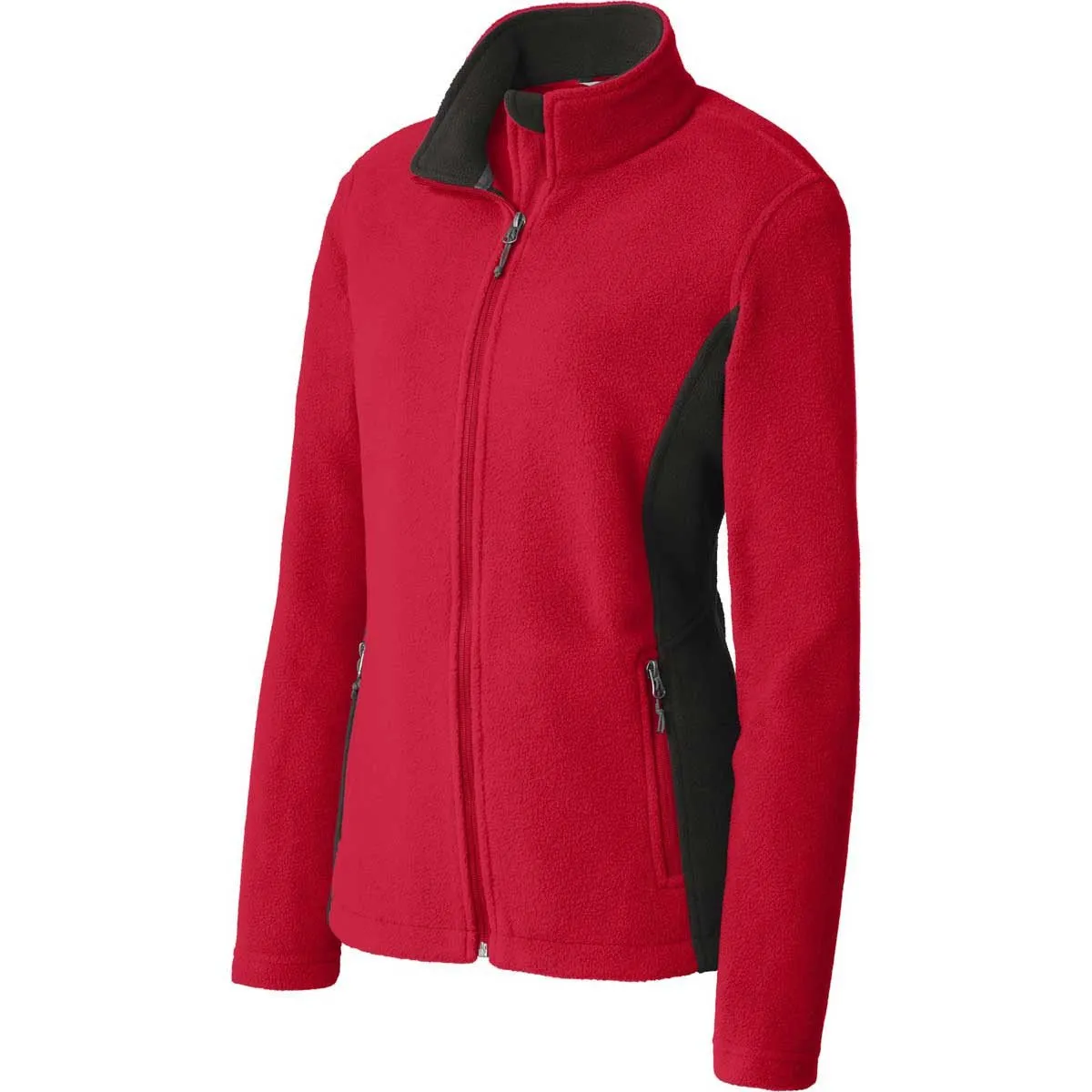 Port Authority Women's Rich Red/Black Colorblock Value Fleece Jacket