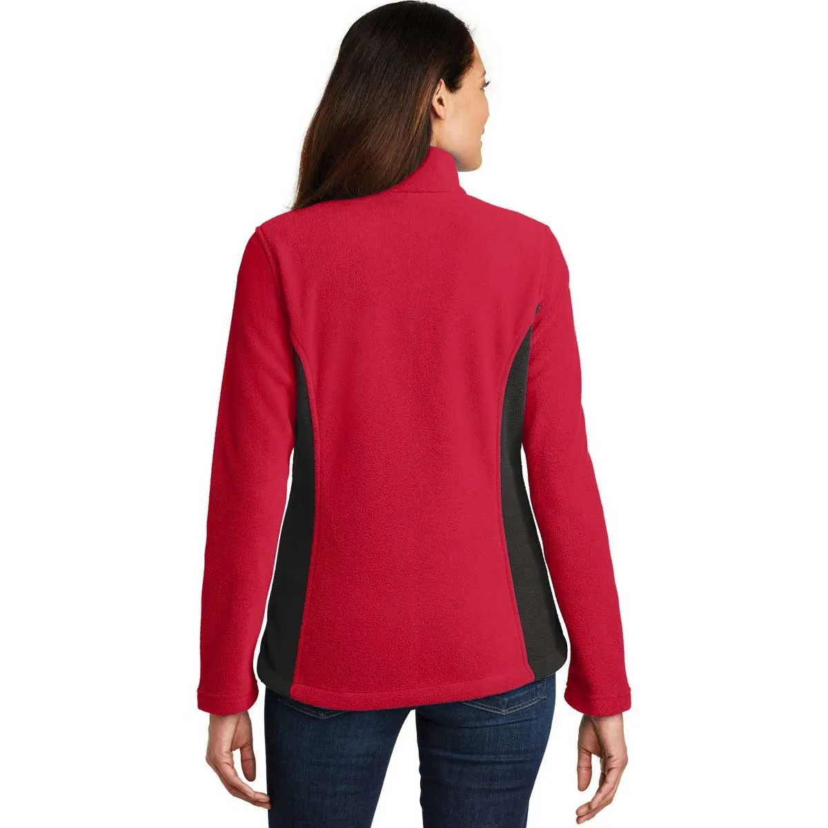 Port Authority Women's Rich Red/Black Colorblock Value Fleece Jacket