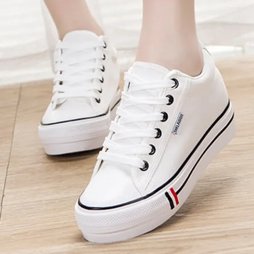 Preppy Style Lace-Up and Round Toe Design Women's Canvas Shoes