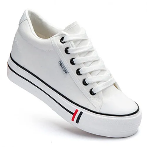 Preppy Style Lace-Up and Round Toe Design Women's Canvas Shoes