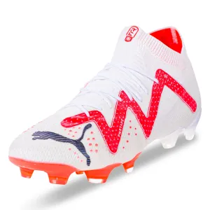 Puma Future Ultimate Soccer Cleats FG/AG Soccer Cleats (Puma White/Fire-Orchid)