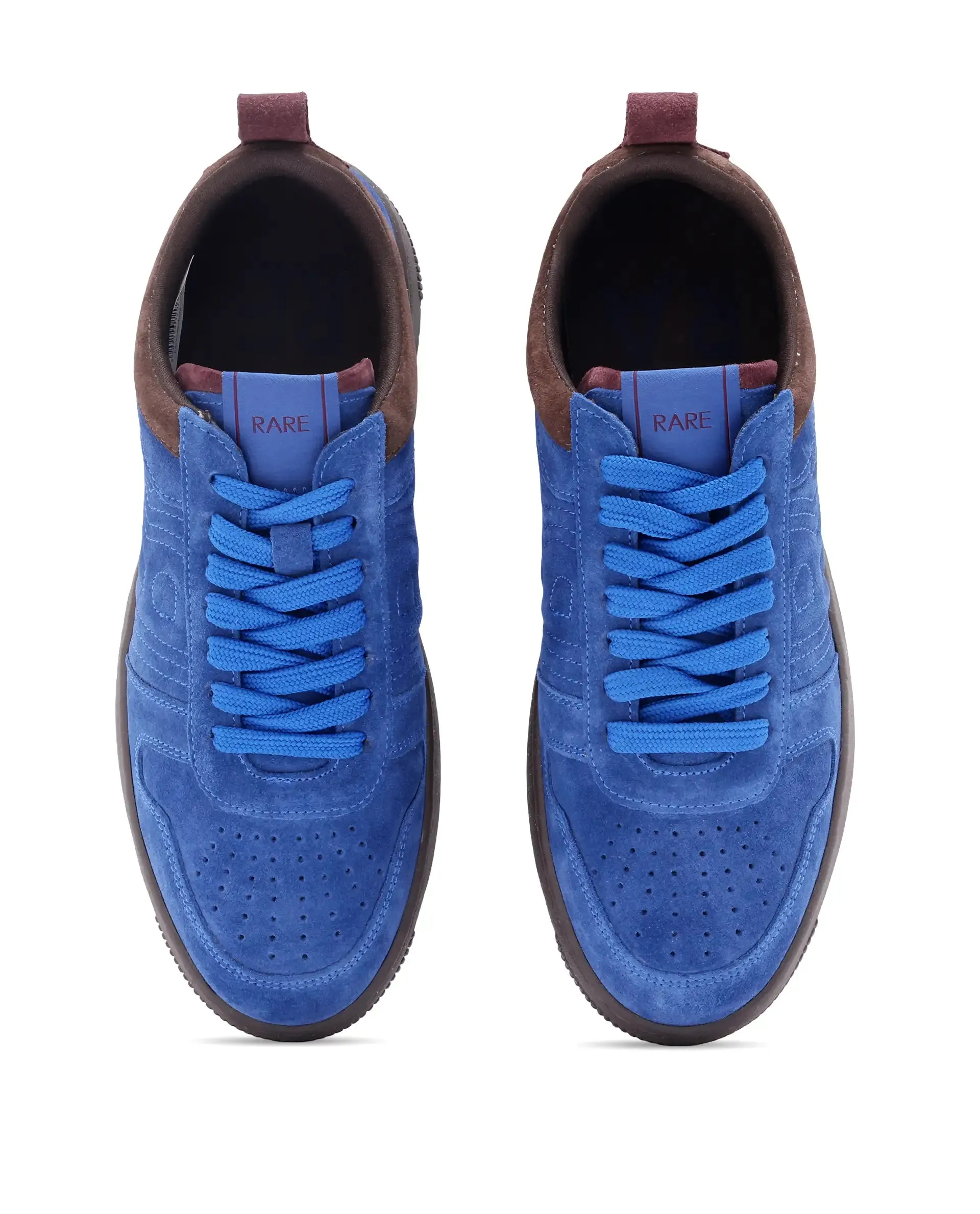 Rare Rabbit Men's Banes Blue Genuine Suede Leather Low-top Lace Up Sneaker Shoes