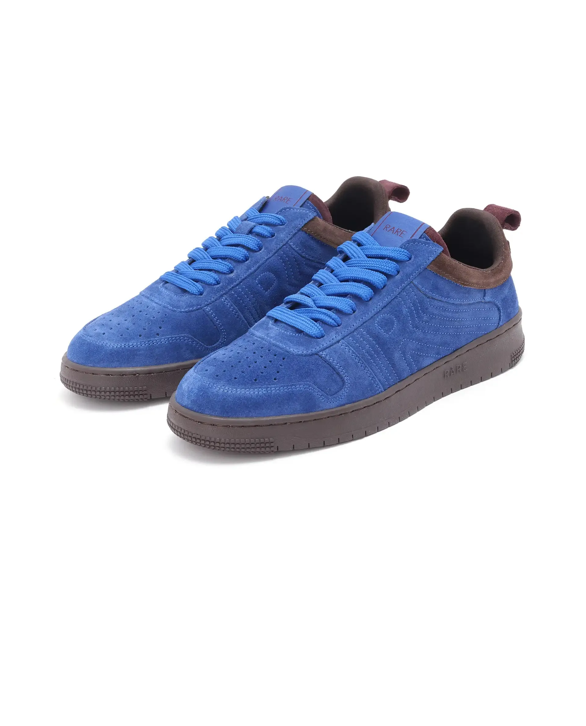 Rare Rabbit Men's Banes Blue Genuine Suede Leather Low-top Lace Up Sneaker Shoes