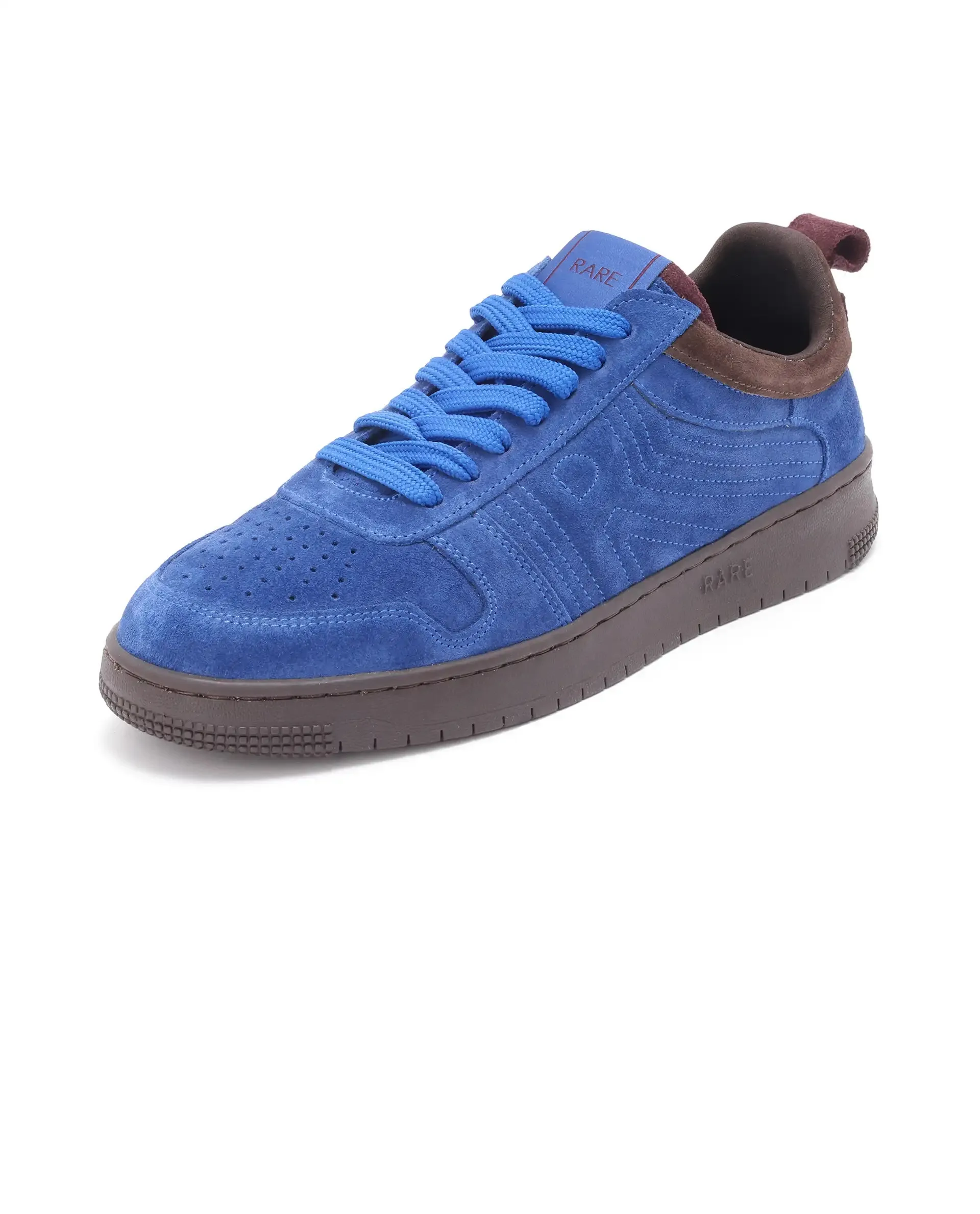 Rare Rabbit Men's Banes Blue Genuine Suede Leather Low-top Lace Up Sneaker Shoes