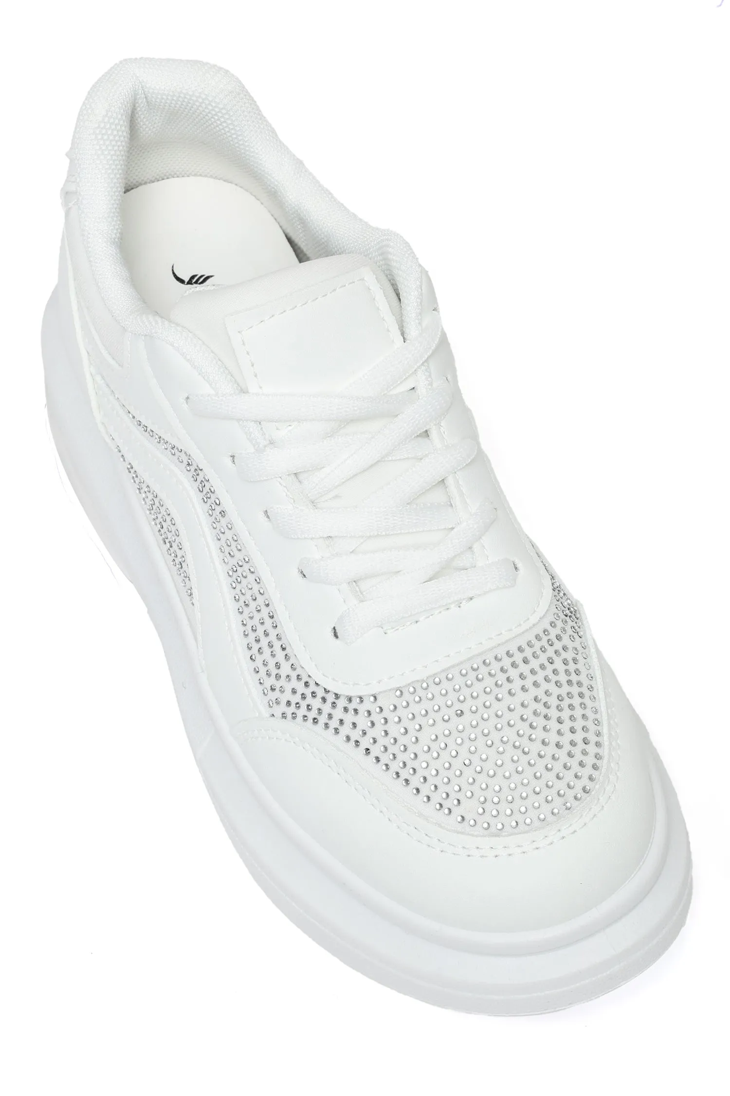 Rhinestone Accent Sneakers-White