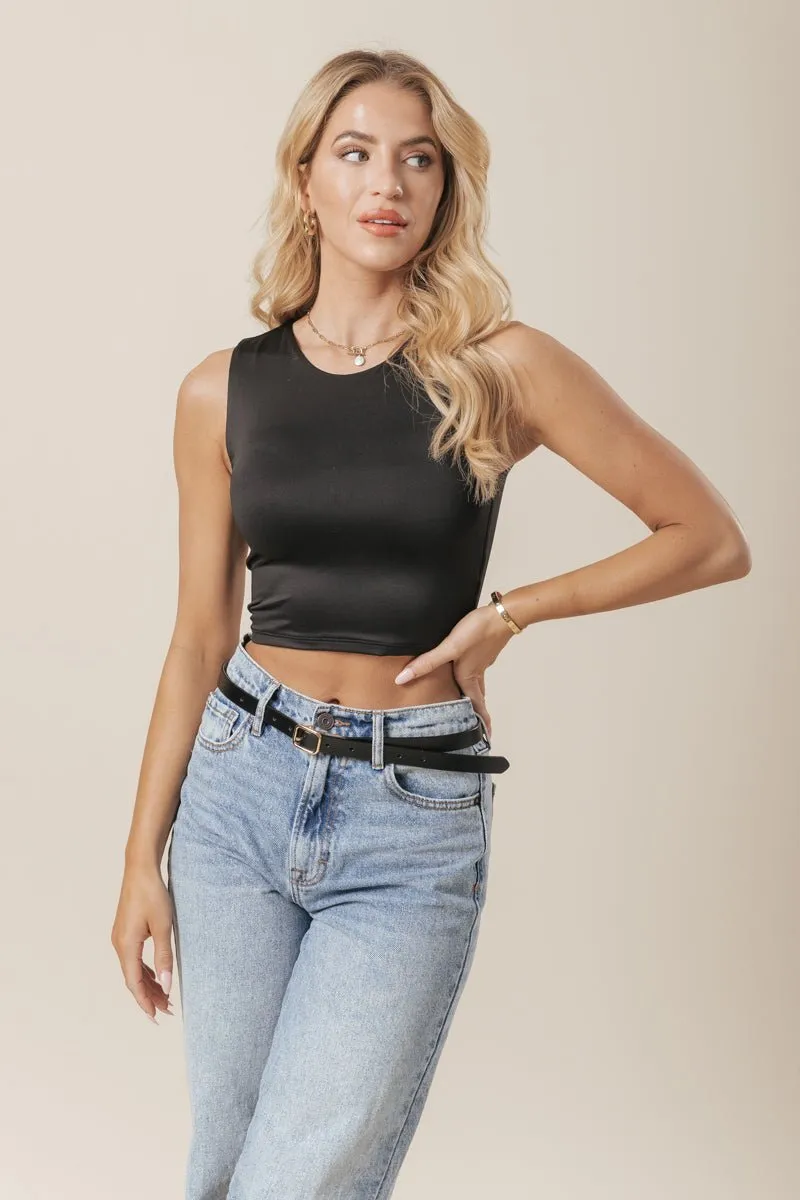 Round Neck Cropped Tank Top - DOORBUSTER