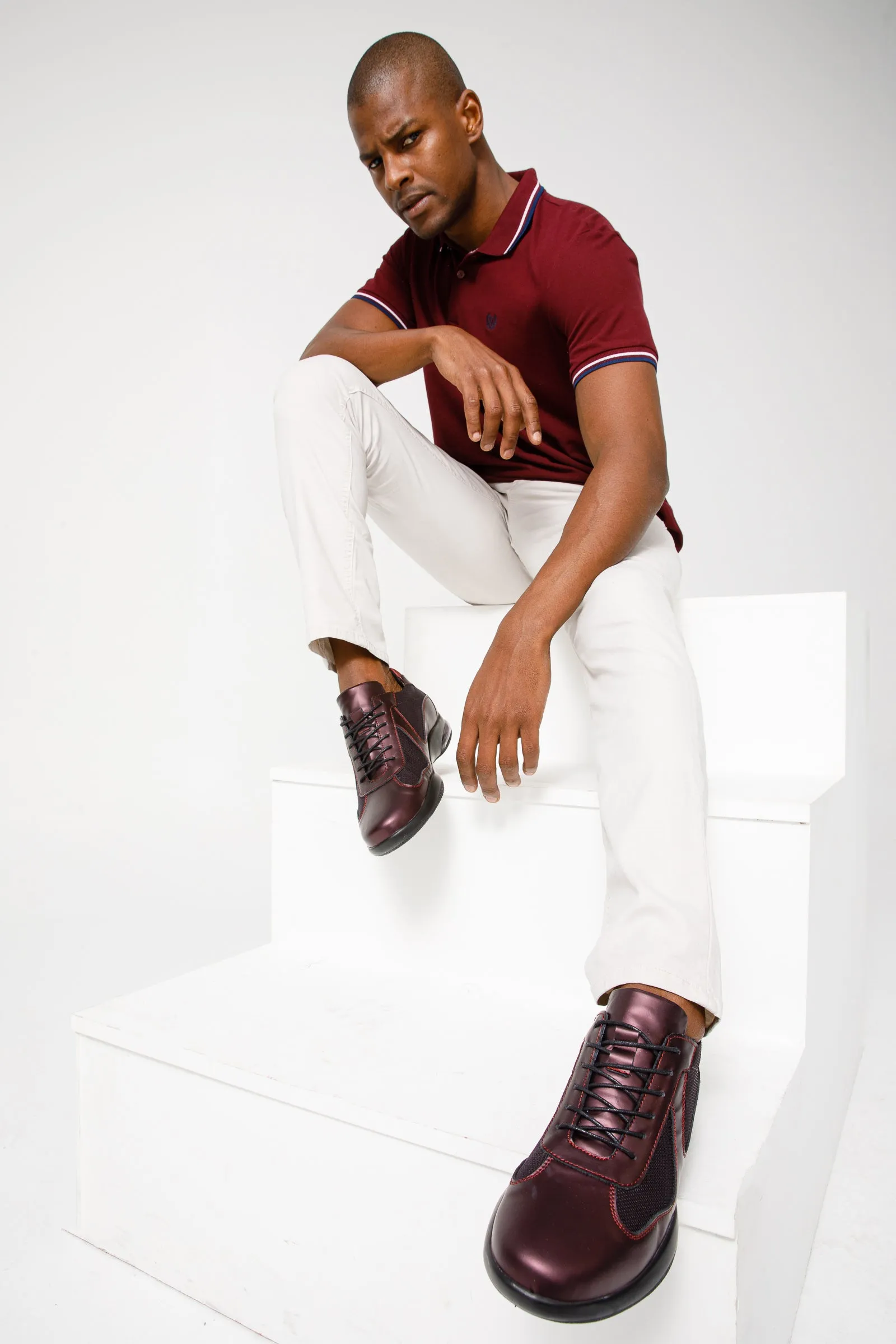 The Zona Burgundy Leather Men Sneaker Final Sale!