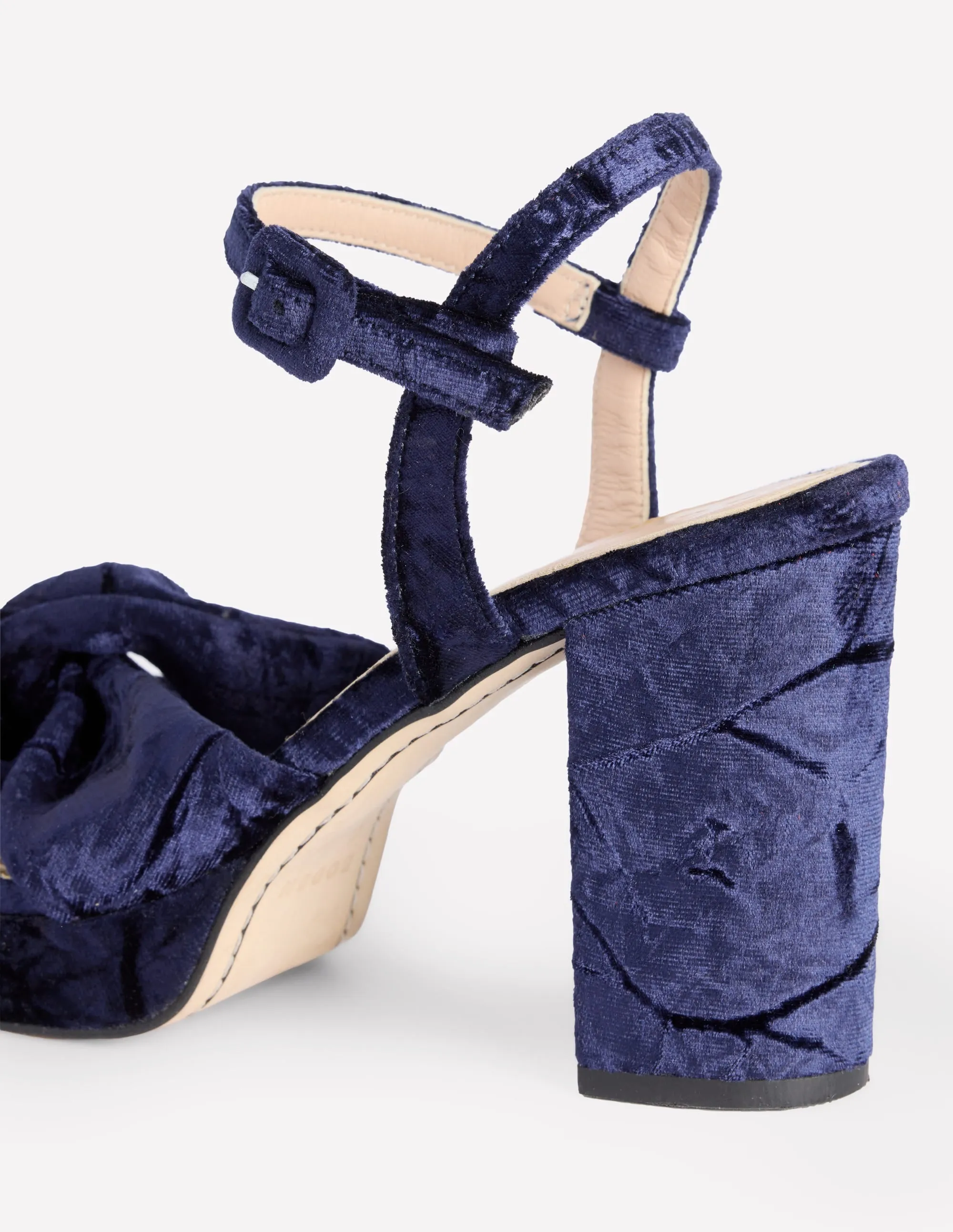 Twist-Front Heeled Platforms-Navy Velvet