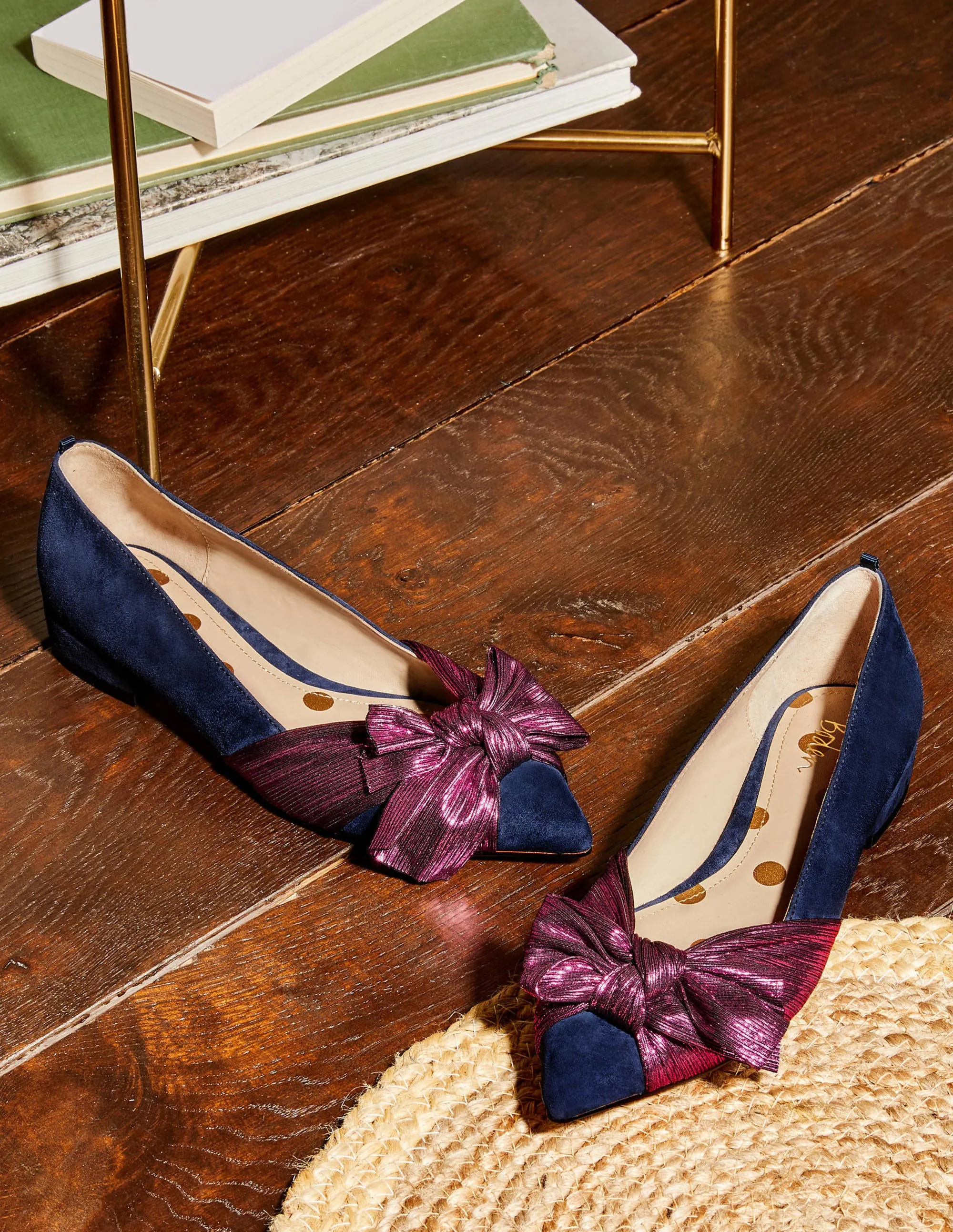 Vanessa Bow Shoes-Navy/Pom Pom