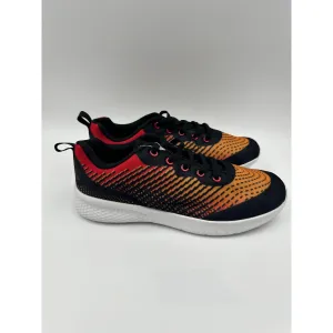 Women's Size 7, Black & Orange Funky Design Sneaker w/ Thick White Sole